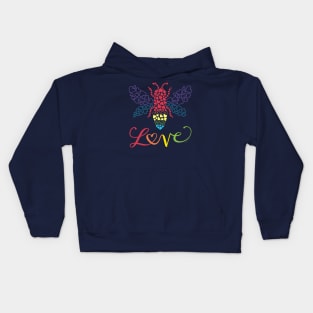 Gay Pride Rainbow Bee, Be Love Hearts LGBT Gifts Kids Hoodie